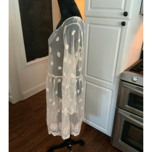 New Venus Cream Sheer Embroidered Dress - Picture 2 of 5